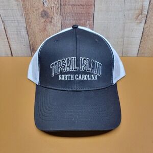 DK Caps Topsail Island North Carolina Trucker Hat Black White Mesh Snapback PG52